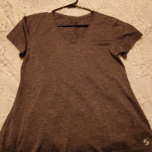 Soffe V Neck Short Sleeve Grey Workout Top Size M